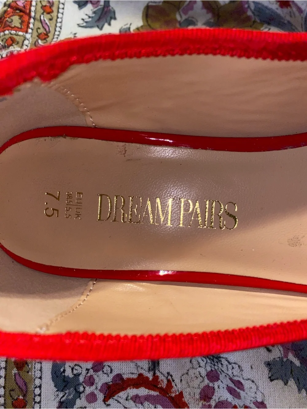 Dream Pairs Red Patent Ballet Flats with Bow and Low Heel